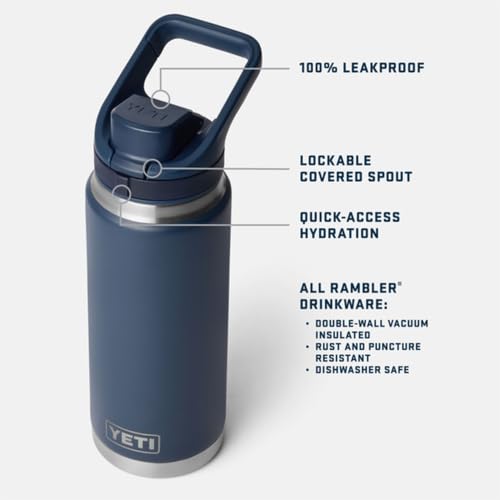 YETI Rambler 18 oz Navy Leakproof Water Bottle with Flip Chug Cap