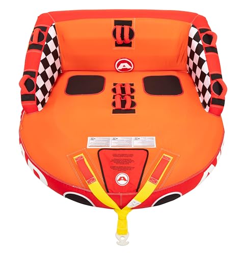 2 Rider Inflatable Towable Tube - Heavy Duty Nylon, EVA Pads, Dual Tow Points