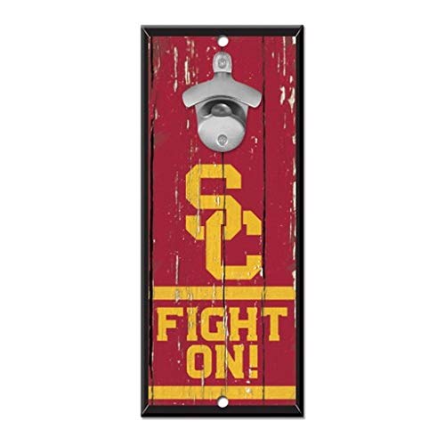 USC Trojans Wood Sign Bottle Opener - 5x11 Retro Design