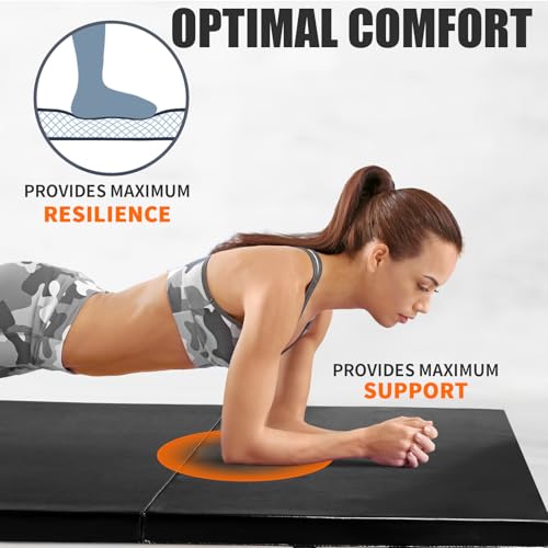 Folding Exercise Mat 2 Inch Thick - Black (3' x 6') | Gymnastics, Yoga, MMA