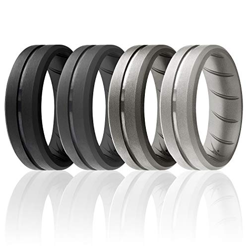 ROQ Silicone Rubber Wedding Ring for Men - Breathable, Durable Engagement Band, Multiple Colors