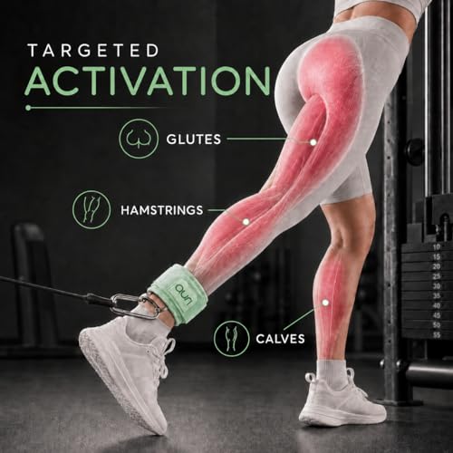 Auri Fit Sage Green Padded Ankle Cable Straps for Glute & Leg Workouts