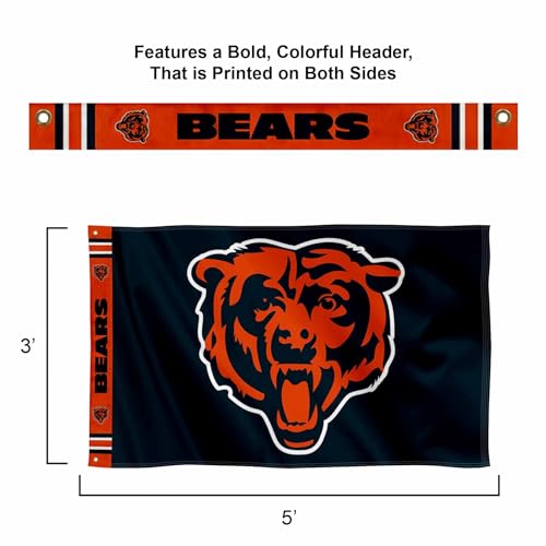 Chicago Bears 3x5 Foot Banner Flag with Double-Sided Print