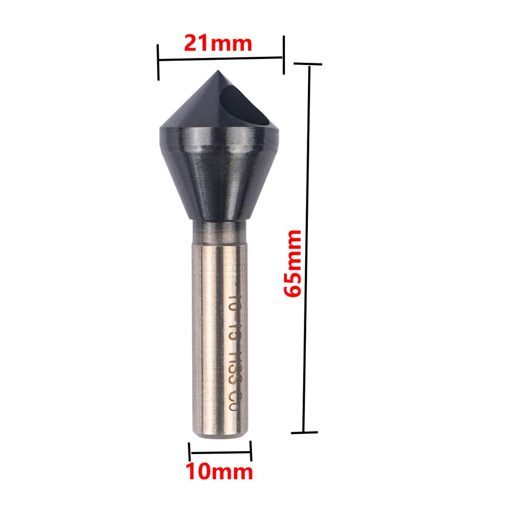 VALYRIANTOOL Cobalt Single End Countersink Drill Bits Set, TiAlN Coated 90 Degree Heavy Duty M35 Countersink Chamfer Tool for Metal, Stainless Steel, Copper, Wood, Fiberboard, 10-15MM