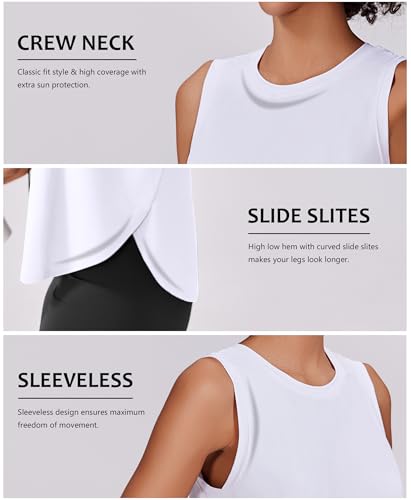 Women's Ice Silk UPF 50+ Workout Tank Top - Medium, White