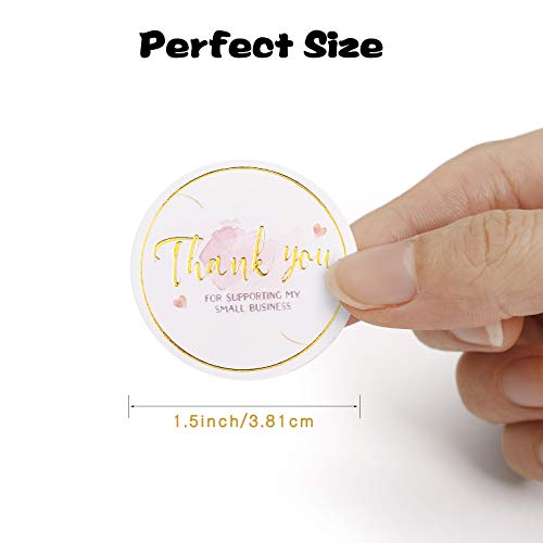 Thank You Stickers - 504pcs 1.5" Gold Foil Labels - Blush Pink Pattern1