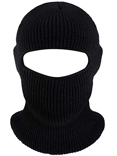 Full Face Ski Mask - Windproof Knitted Balaclava for Men & Women - X-Large Black