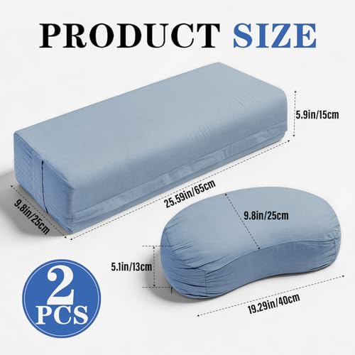 Set of 2 Yoga Bolster Pillows for Meditation & Support