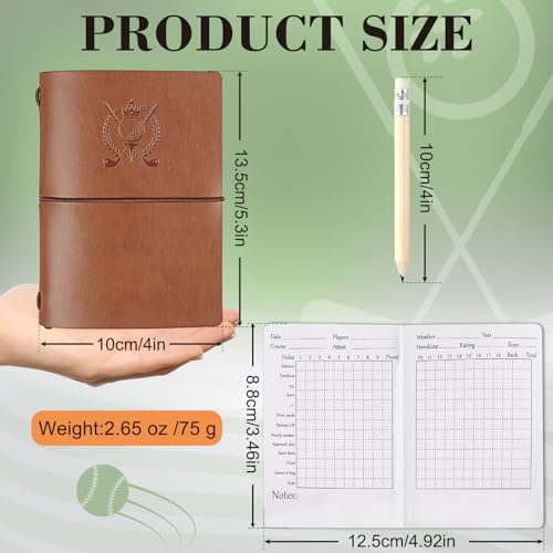 Golf Scorecard Holder with Pencil - PU Leather, 1 Pack-Brown