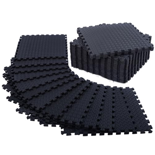 Extra Thick 24" x 24" Foam Floor Tiles - 12 Pack, Black