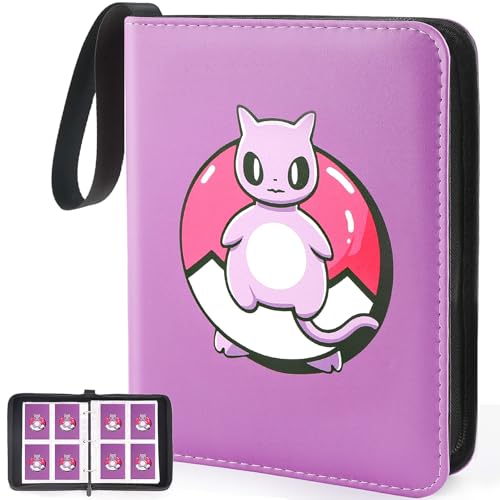 EZIYIN Purple Super Dream 400 Card Binder — 50 Removable Sleeves, PU Leather 4-Pocket Pages