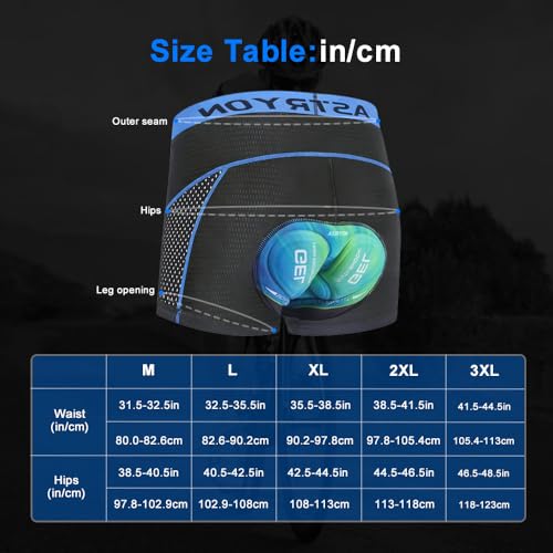 ASTRYON Men’s 5D Gel Padded Cycling Shorts - Large Black MTB Bike Shorts