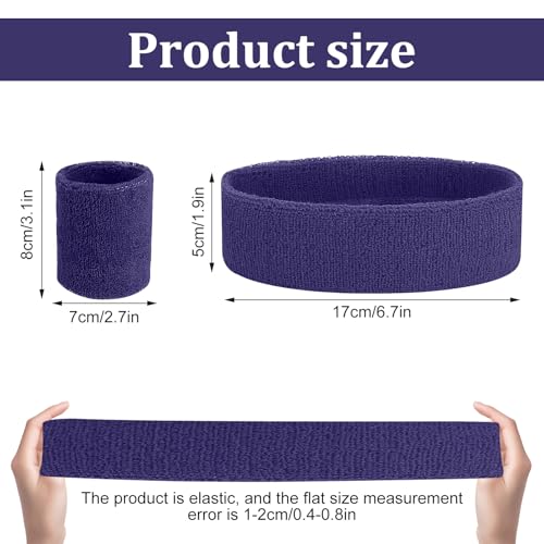 Sweatband Set - 1 Headband & 2 Wristbands - Purple Variation