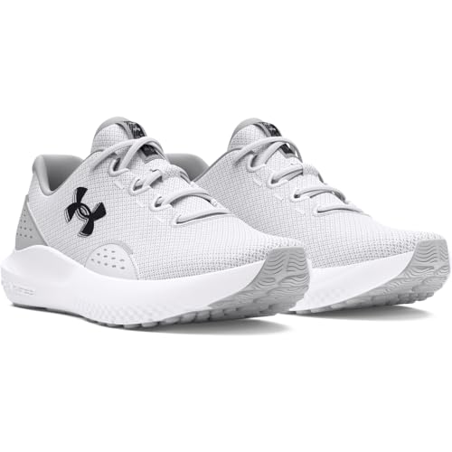 Under Armour Men's Charged Surge 4 Sneakers - White/Halo Gray/Black, Size 9.5