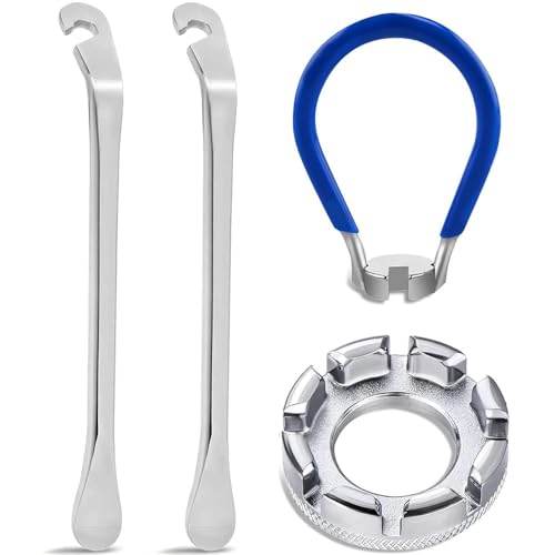 4-Piece Bicycle Spoke Wrench & Tire Lever Set - Wheel Tension Adjustment Tool