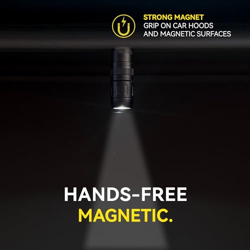 CLT Mini EDC Rechargeable Flashlight Magnetic Keychain, Snap on/off, 105 Lumen, Portable and Compact LED Keychain Flashlights - Durable Built-in Battery Ideal for Everyday Carry - Black