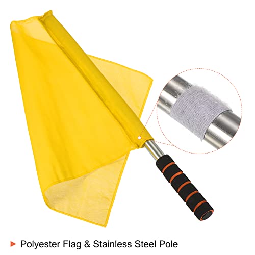 Referee Flags Set - 4 Pack Yellow with Stainless Steel Poles