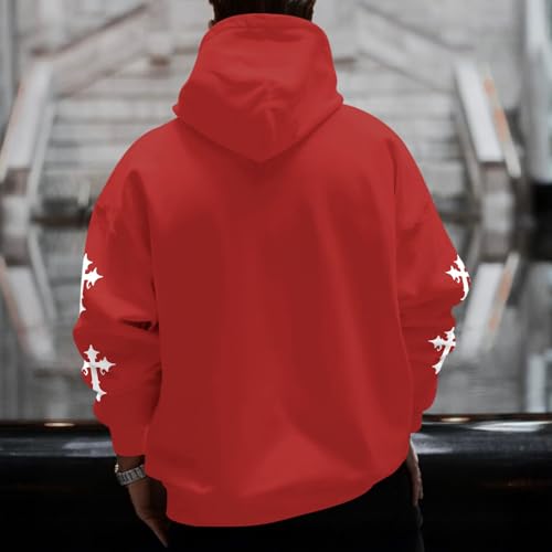 Vintage Religious Faith Hoodie - Jesus Cross Bible Verse - Red / Medium