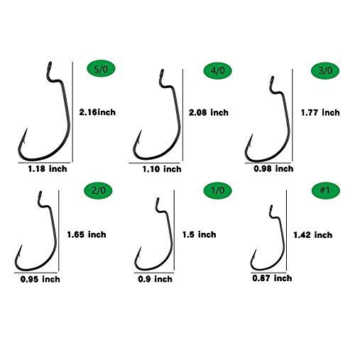 60pcs High Carbon Steel Offset Worm Hooks with Plastic Box