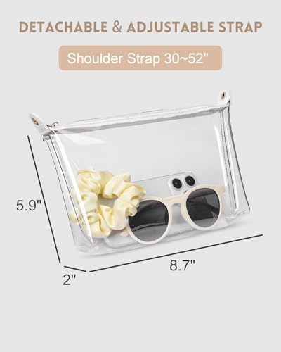 Clear Purse for Stadium Events - Beige Herringbone Crossbody Bag