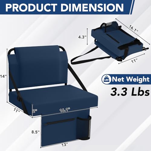 Adjustable Stadium Seat with Back Support & Cup Holder