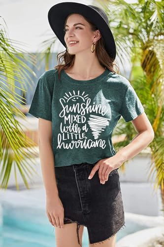 Calvin&Sally Women XL Green Sunshine Graphic T-Shirt - Casual Funny Saying Letter Print