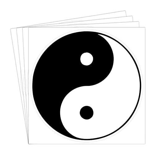 dealzEpic - Round Yin and Yang Symbol Sign - Self Adhesive Peel and Stick Vinyl Decal/Bumper Sticker - 3.94 inches in Diameter | Pack of 4 Pcs