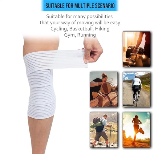 Extra Long Elastic Knee Wrap Compression Support Bandage - White
