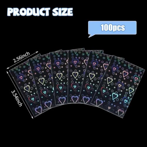 Holographic Photocard Sleeves - 100 Pcs, 65x90mm, Heart Design