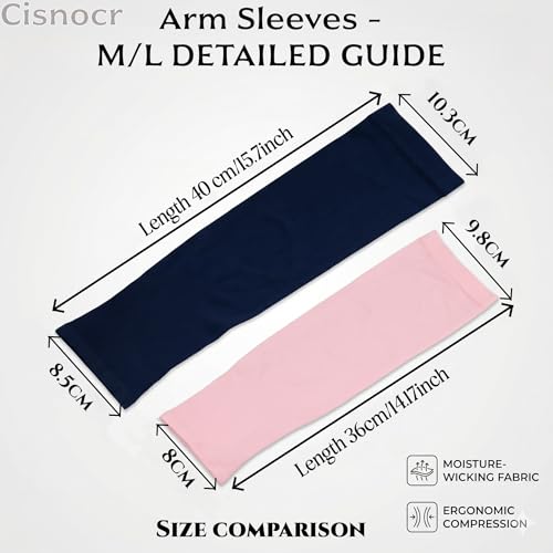 Large Cooling Compression Arm Sleeves for Men & Women - All Black