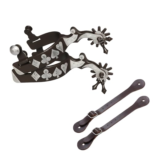 Suohanfei Low-Carbon Steel Horse Spurs Set with Adjustable Spur Straps for Equestrian Riding