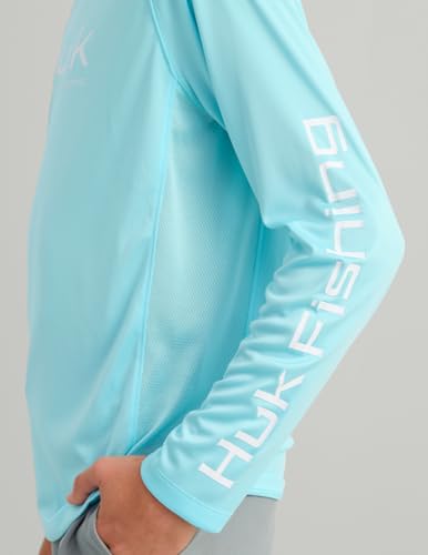 HUK Kids Pursuit Solid Long Sleeve Fishing Shirt - Large Caicos