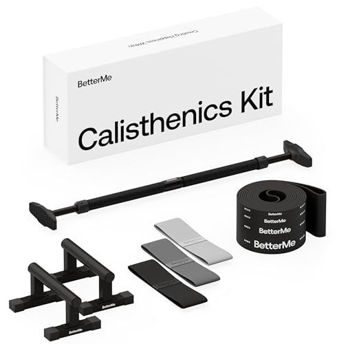 Calisthenics Kit - Home Gym Equipment with Push Up Bars, Resistance Bands & Pull Up Bar