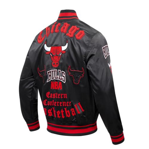 NBA Old English Satin Jacket - Chicago Bulls - X-Large - Black/Red