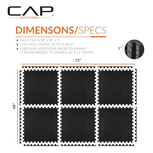 1-Inch Thick EVA Interlocking Foam Tiles - 6 Tiles (24 SQ FT)