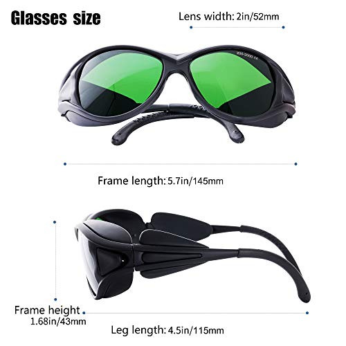 JILERWEAR Professional Laser Safety Glasses for 405nm, 445nm, 450nm, 532nm, 850nm and 190nm-490nm Wavelength Violet/Blue/Red Laser Protection Goggles