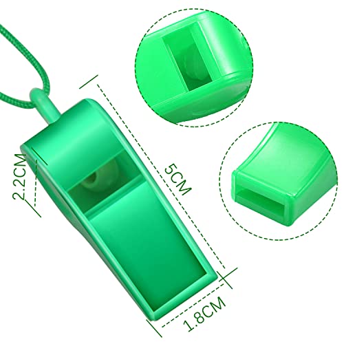 4-Pack Plastic Sports Whistles with Lanyards - Loud Crisp Sound for Coaches