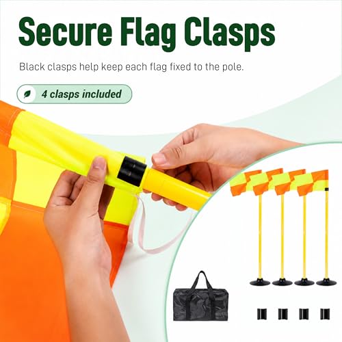 Soccer Corner Flags Set - 4 Flags with 5 FT Adjustable Poles & Rubber Bases