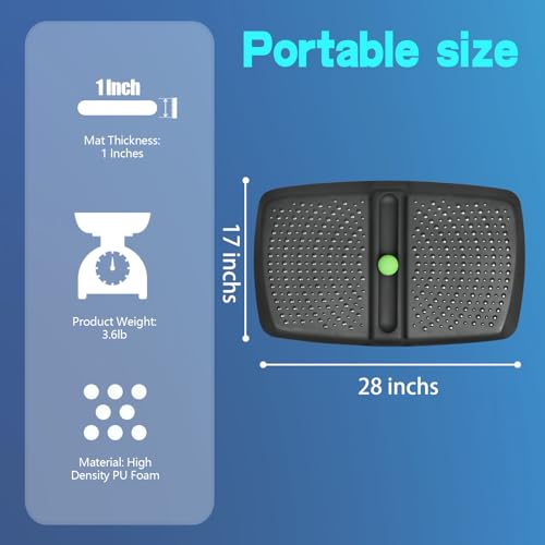 Ergohead 28" x 17" x 1" Anti-Fatigue Standing Desk Mat with Massage Ball - Non Slip Comfort Floor Mat for Office & Home