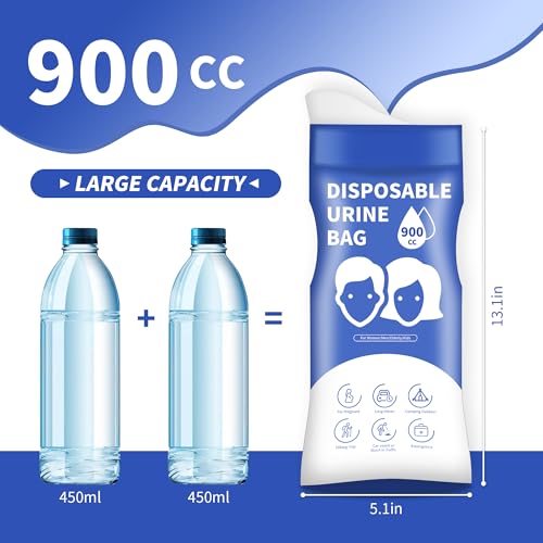 Disposable Urine Bags - 900ML Portable Emergency Pee Bags for Travel - Blue-12