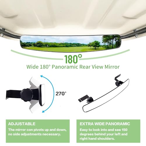 10L0L Golf Cart Folding Side Mirrors with Panoramic Rear View Kit