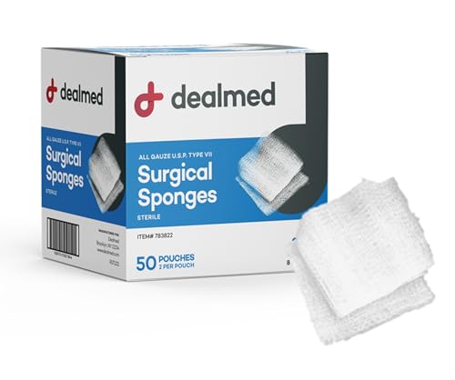 Sterile Gauze Sponges 2" x 2" - 8-Ply Cotton Wound Dressing - 100 Count, 1 Pack
