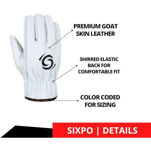 Leather Work Gloves Pack of 12 Pairs Warehouse Gardening Construction Gloves for Men Women Goat Skin Working Gloves