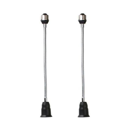 E26/E27 40cm/16 inch Extension Socket Extender Adapter, E26 to E26 Flexible Extension, All-Directional Adjustable Standard Medium Light Bulb Socket Converter,Black (2 Pack)