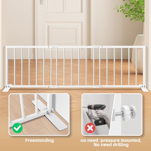 Freestanding Short Dog Gate, 13" Tall Small Pet Gate Easily Step Over, 16"- 44'' Width Expandable Metal Small Puppy Gatefor Stairs, Doorways, Kitchen,House Indoor/Outdoor Use-No Drill Pressure Mount