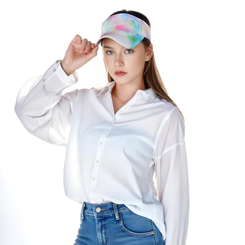 Adjustable Tie Dye Sport Visor Hat for Men & Women - Green
