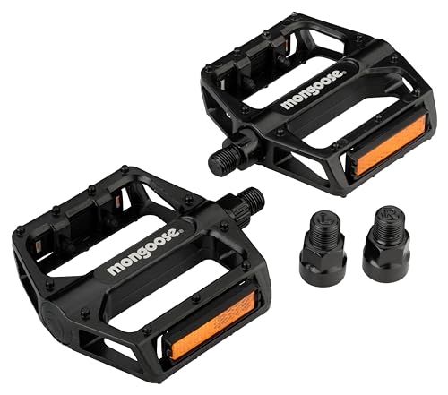 Mongoose Adult Mountain Bike Pedals, Set of 2, Lightweight Alloy with Reflectors
