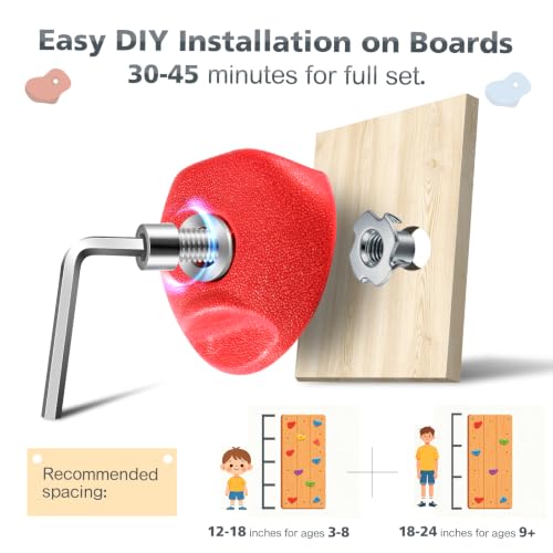 32 Multi-Size Rock Climbing Holds Set - Multi-Color for Kids & Adults