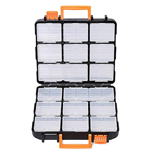 EMENTOL Tool Organizer Box with 16 Compartments, Durable Plastic Storage Box, Parts Organizers