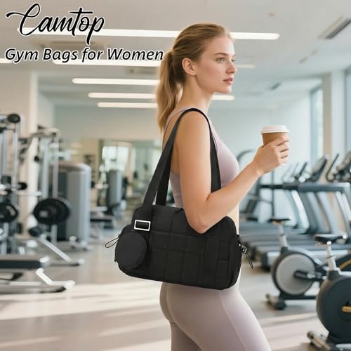 Mini Gym Bag for Women - Quilted Sports Duffel with Wet Compartment